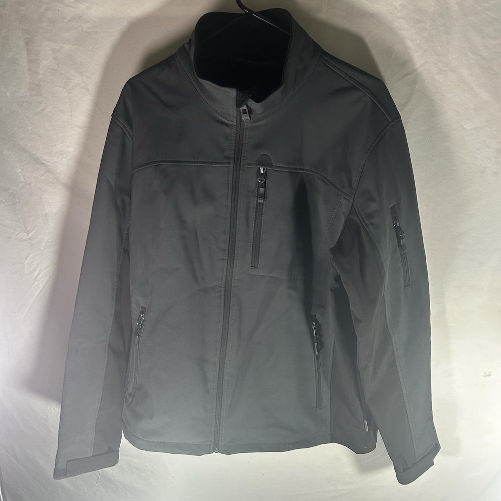 Free Country Black Full Zip Softshell Jacket Men's Large Chest Pocket Sleeve